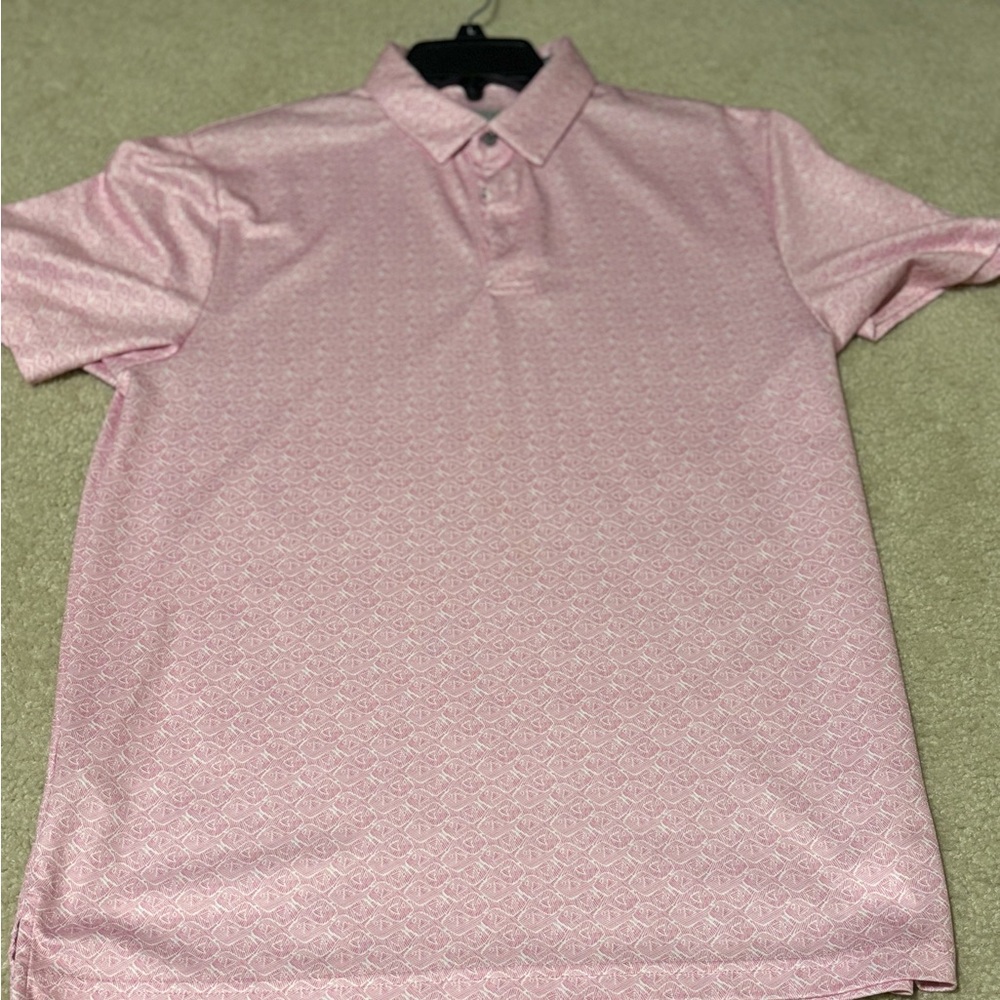 PGA Tour Pink Polo Shirt with Textured Fabric